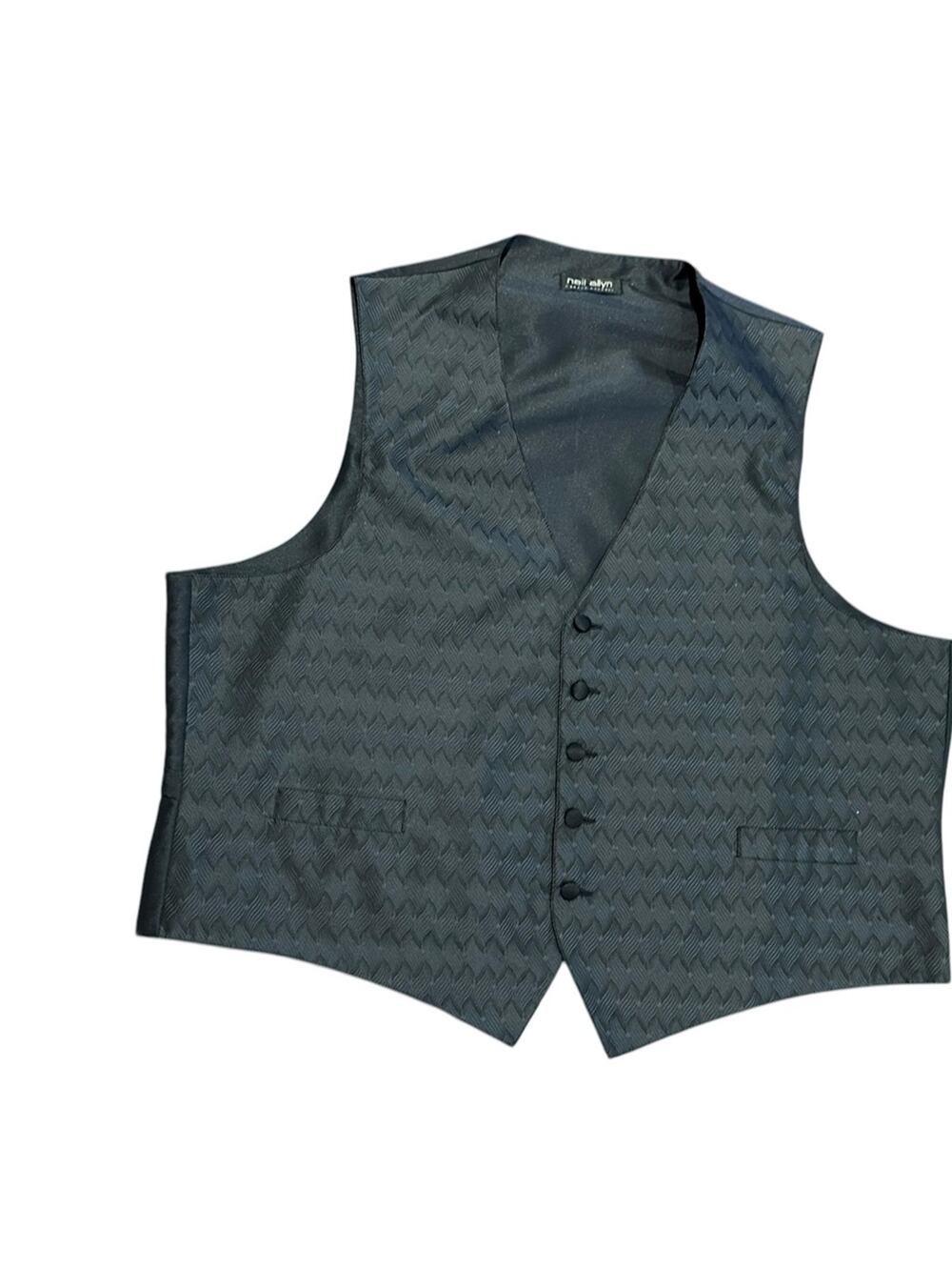 Neil Allyn Men's XL Black & Gray Vest Black Satin Buttons